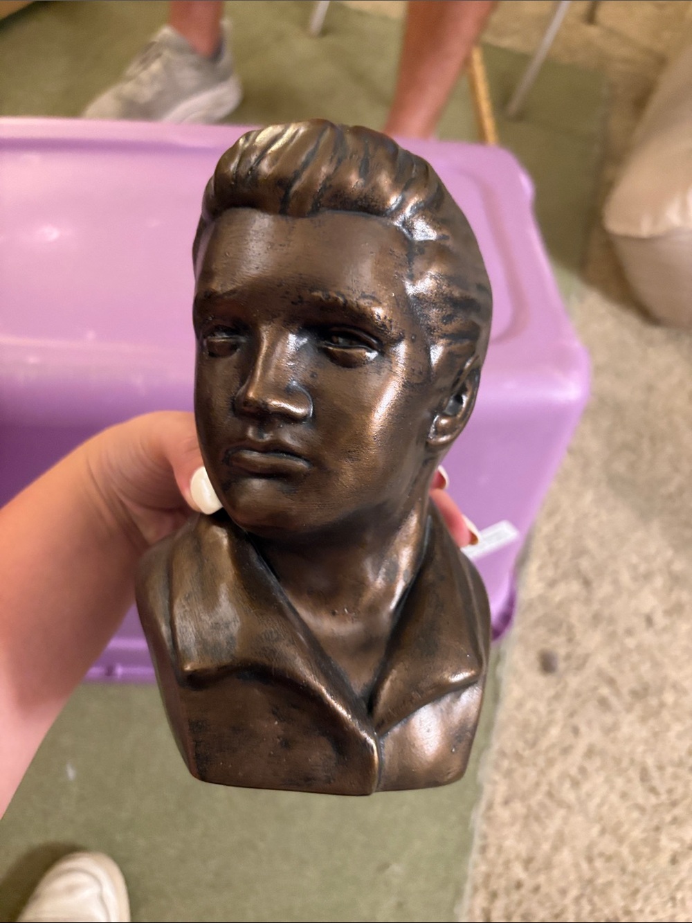 Vintage Elvis Presley Ceramic Bust Gold/Bronze Tone Collectible Statue